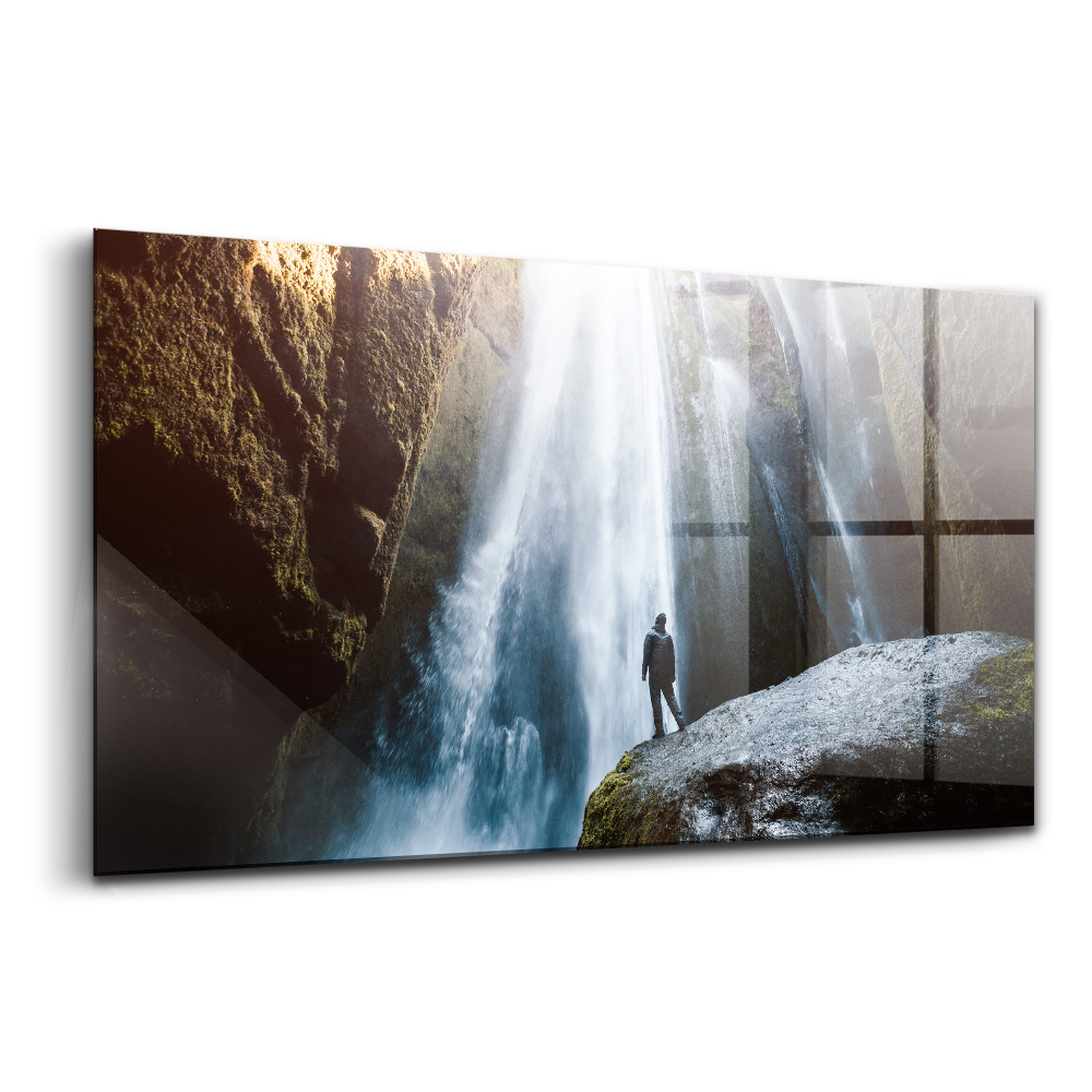 Tablou sticlă Vedere a cascadei Gljufrabui