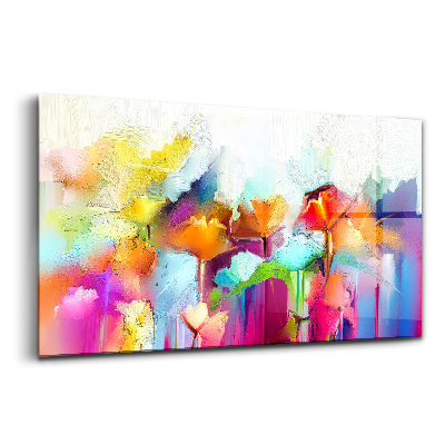 Tablou din sticlă Pictură abstractă cu flori