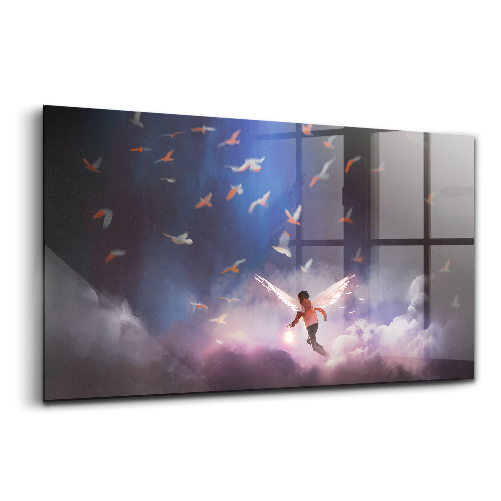 Tablou de sticlă Băiat cu aripi de înger