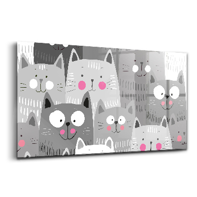 Tablou pe sticlă Model cu pisici