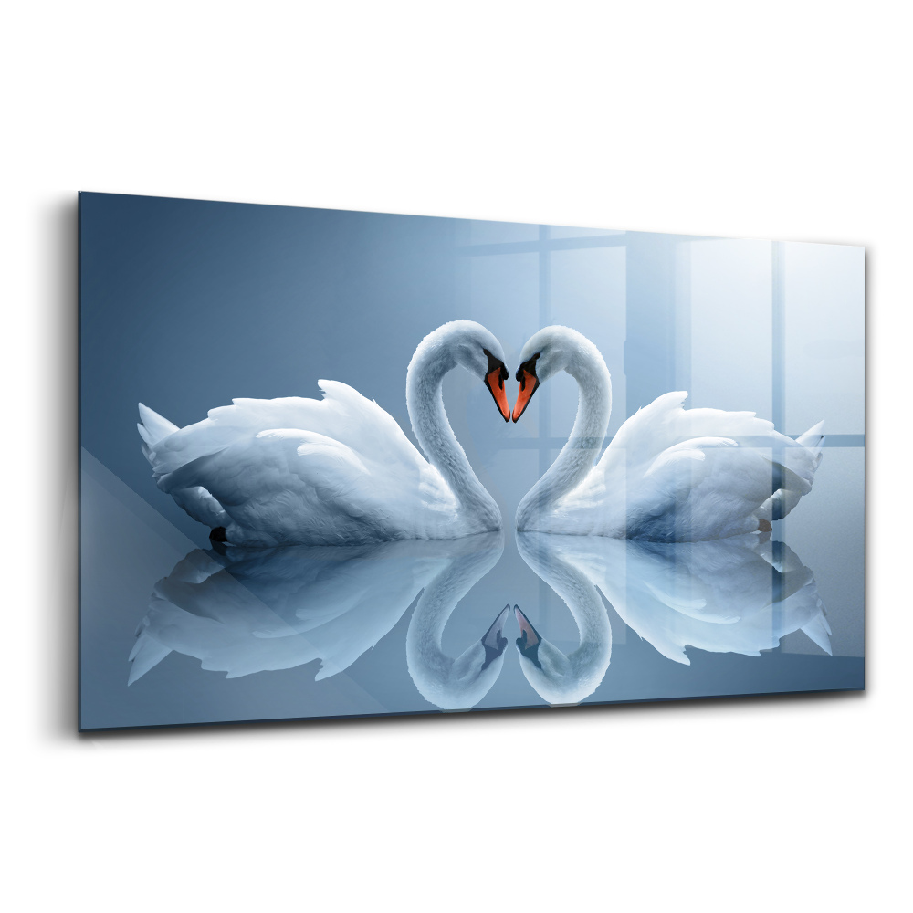 Tablou din sticlă Lebede aranjate într-un simbol al iubirii
