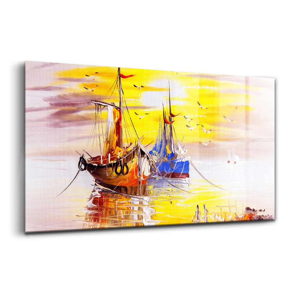 Tablou de sticlă Bărci pictate
