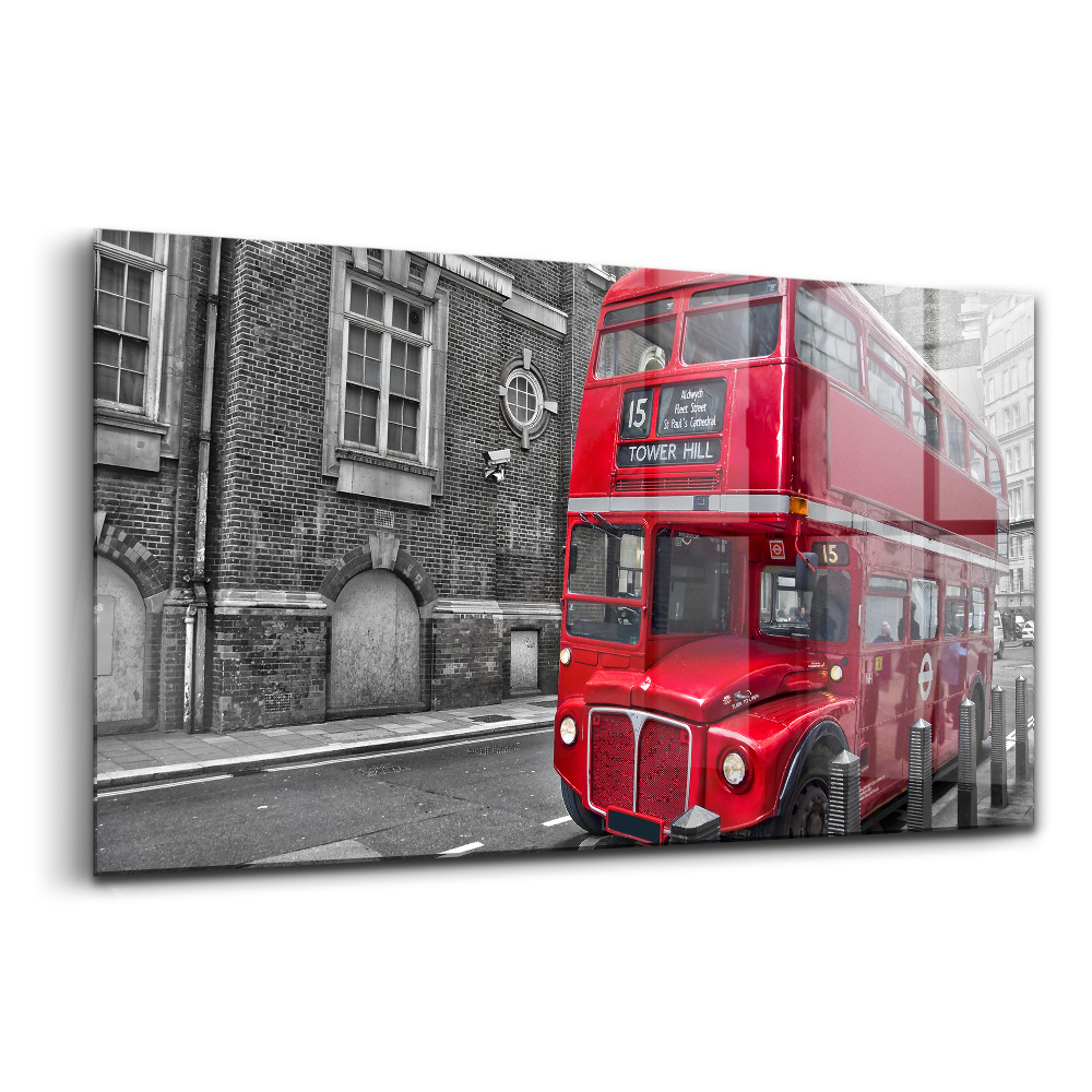 Tablou pe sticlă Autobuz roșu cu etaj