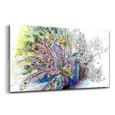 Tablou din sticlă Păun colorat