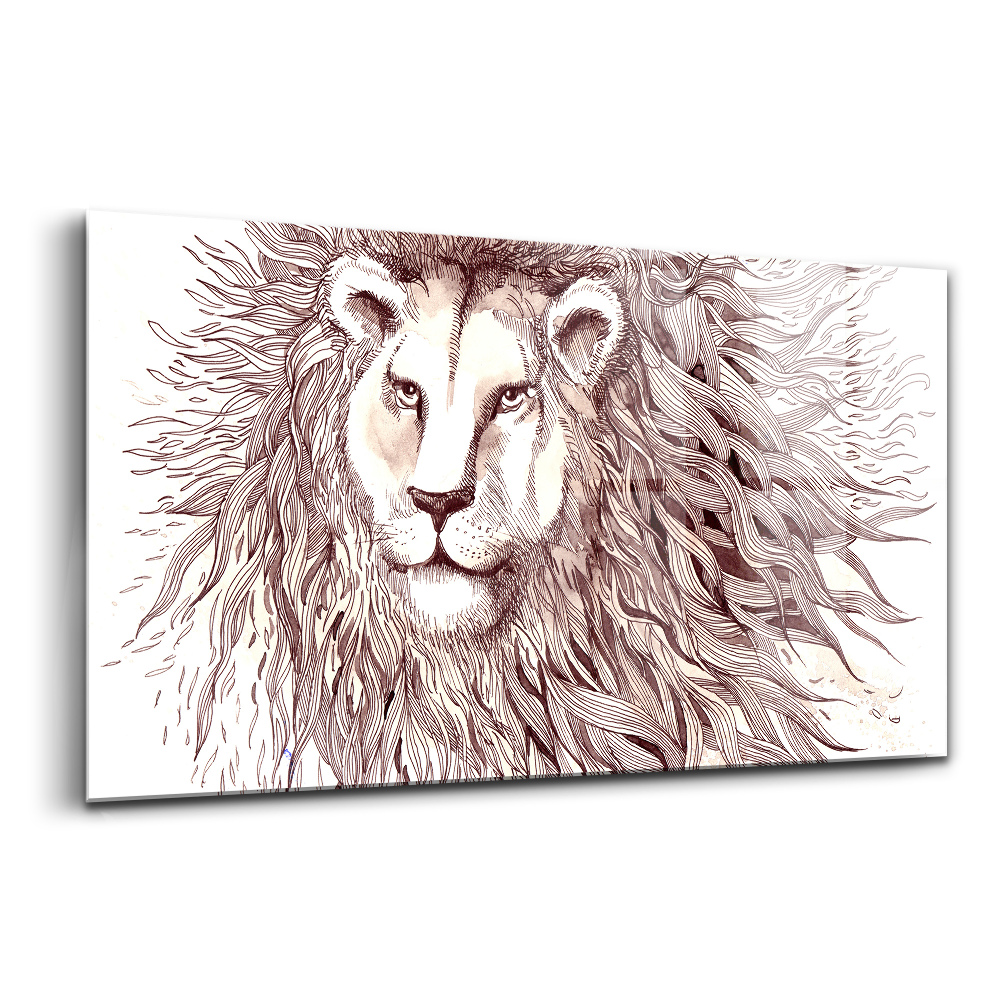 Tablou din sticlă Desen artistic al unui leu