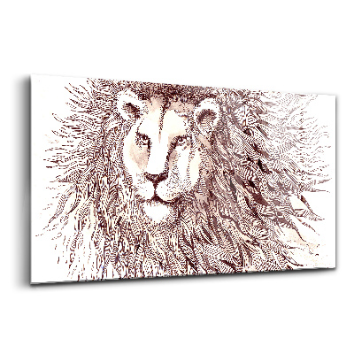 Tablou din sticlă Desen artistic al unui leu