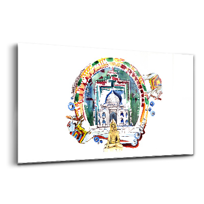 Tablou sticlă Pictură de Buddha în templu