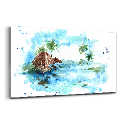 Tablou pe sticlă Pictură în acuarelă a unei insule pustii