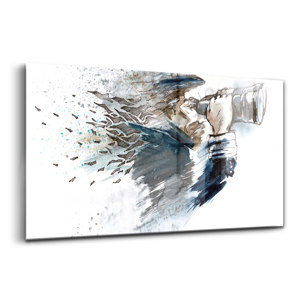 Tablou sticlă Căpitan de navă cu binoclu