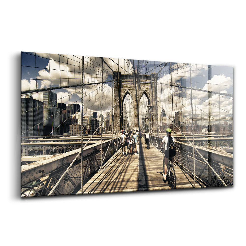 Tablou din sticlă Vedere a podului Brooklyn, New York