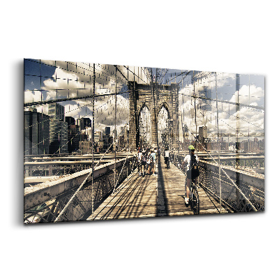 Tablou din sticlă Vedere a podului Brooklyn, New York