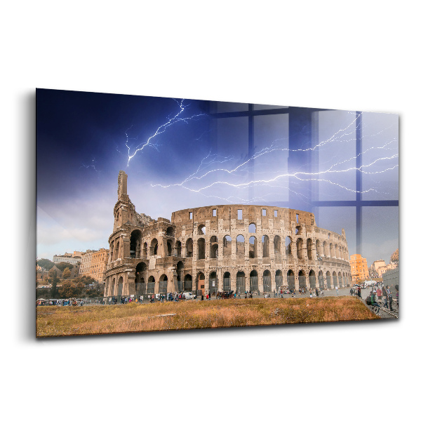 Tablou pe sticlă Furtună cu fulgere în Colosseum