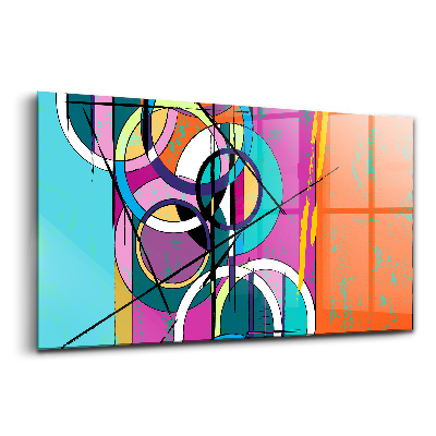 Tablou de sticlă Abstractizarea cercurilor și liniilor colorate
