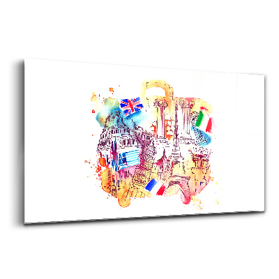 Tablou pe sticlă Turismul în țări atractive din lume