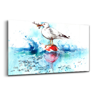 Tablou de sticlă Pescăruș pictat