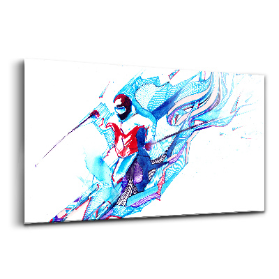 Tablou pe sticlă Schior