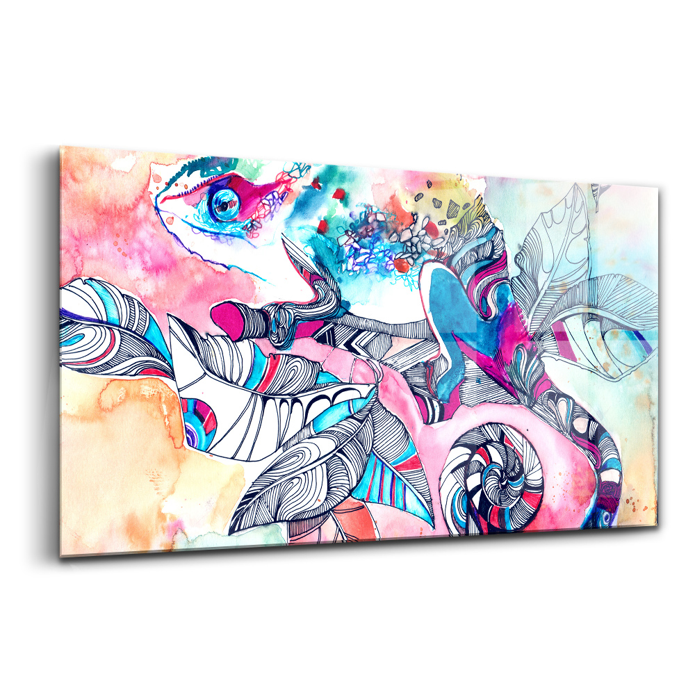 Tablou de sticlă Cameleon pe o ramură