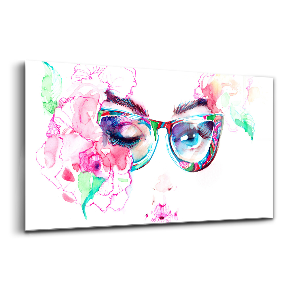 Tablou din sticlă Fața unei femei cu ochelari
