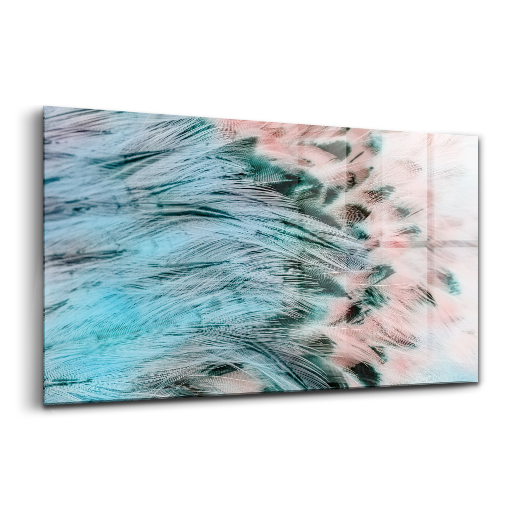 Tablou pe sticlă Pene colorate