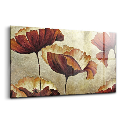 Tablou pe sticlă Maci pictați