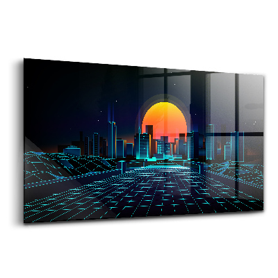 Tablou din sticlă Orașul spațiului cibernetic
