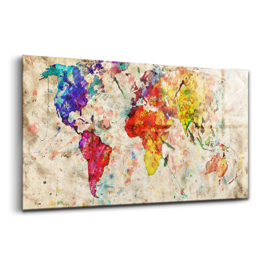 Tablou sticlă Hartă colorată a lumii