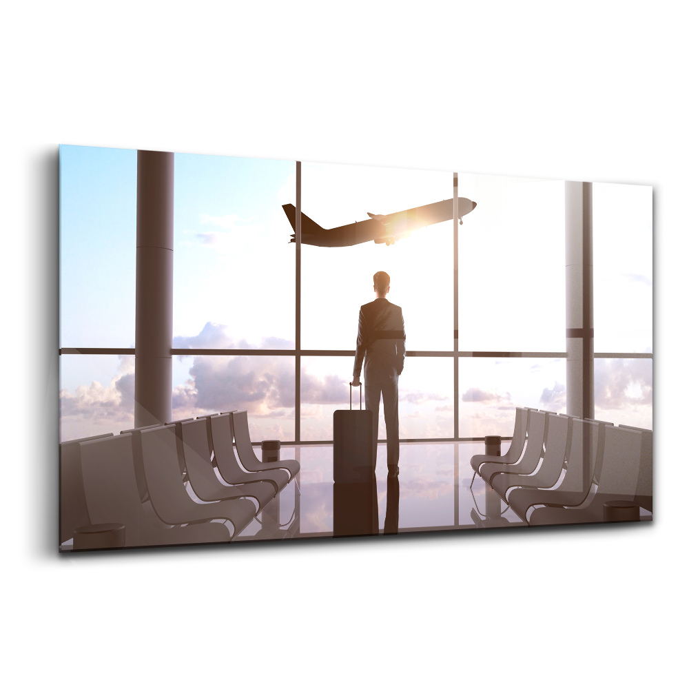 Tablou pe sticlă Bărbat la aeroport