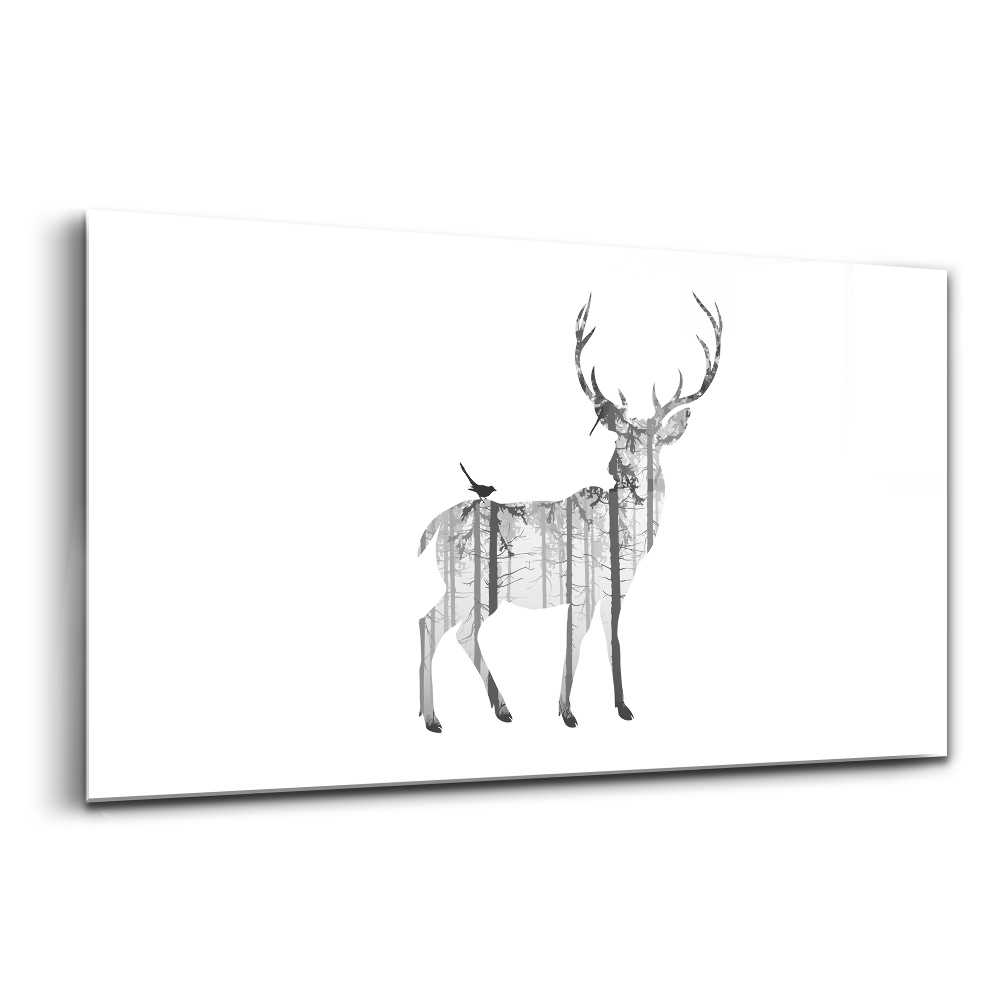 Tablou din sticlă Silueta unui cerb în pădure