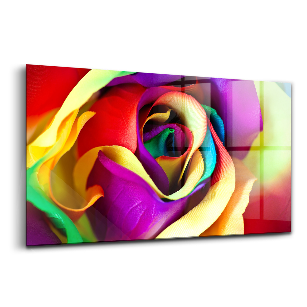 Tablou din sticlă Trandafir Curcubeu