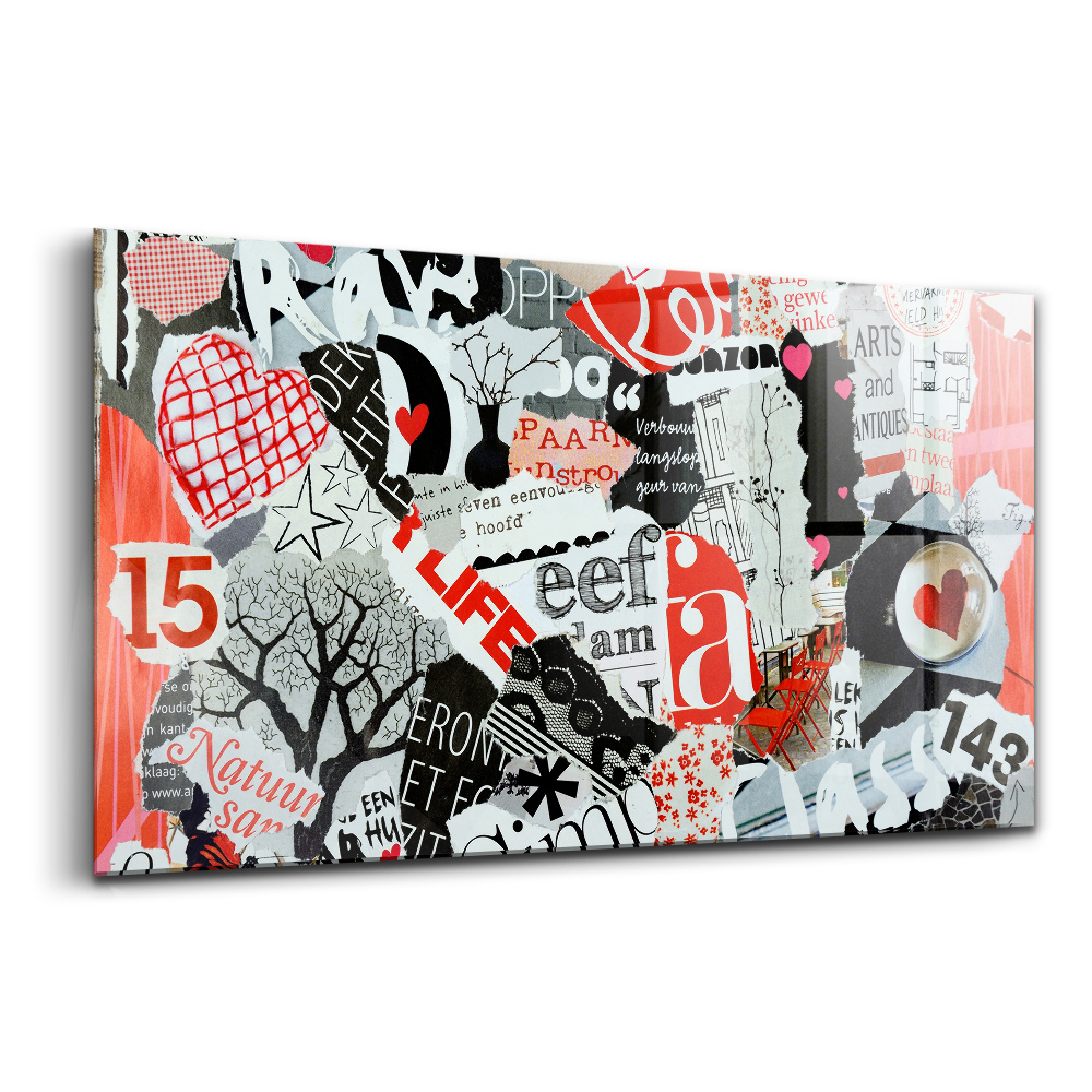 Tablou din sticlă Moodboard cu inimioare