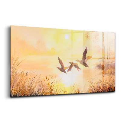 Tablou pe sticlă Macarale la apus