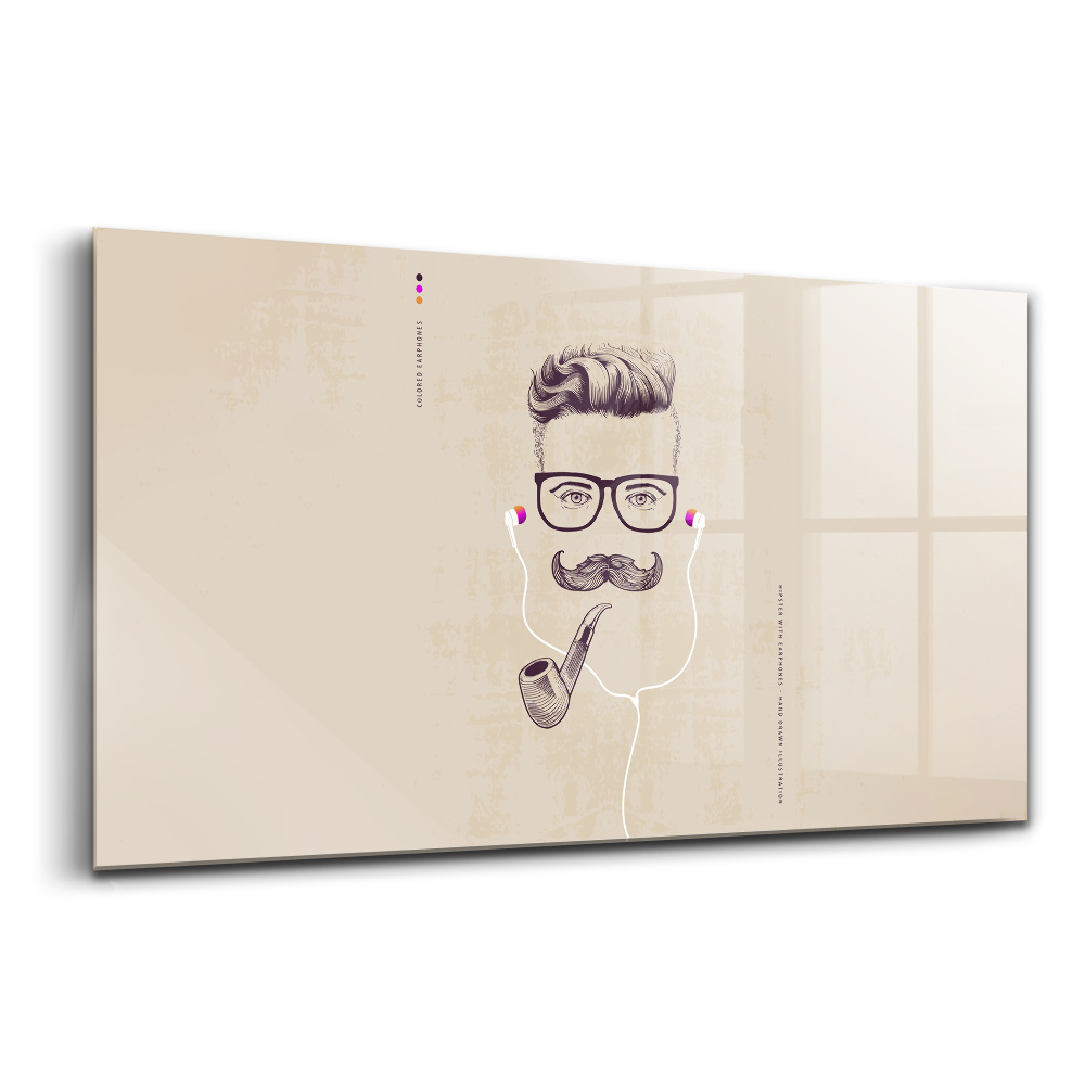 Tablou pe sticlă Bărbat cu pipă și căști