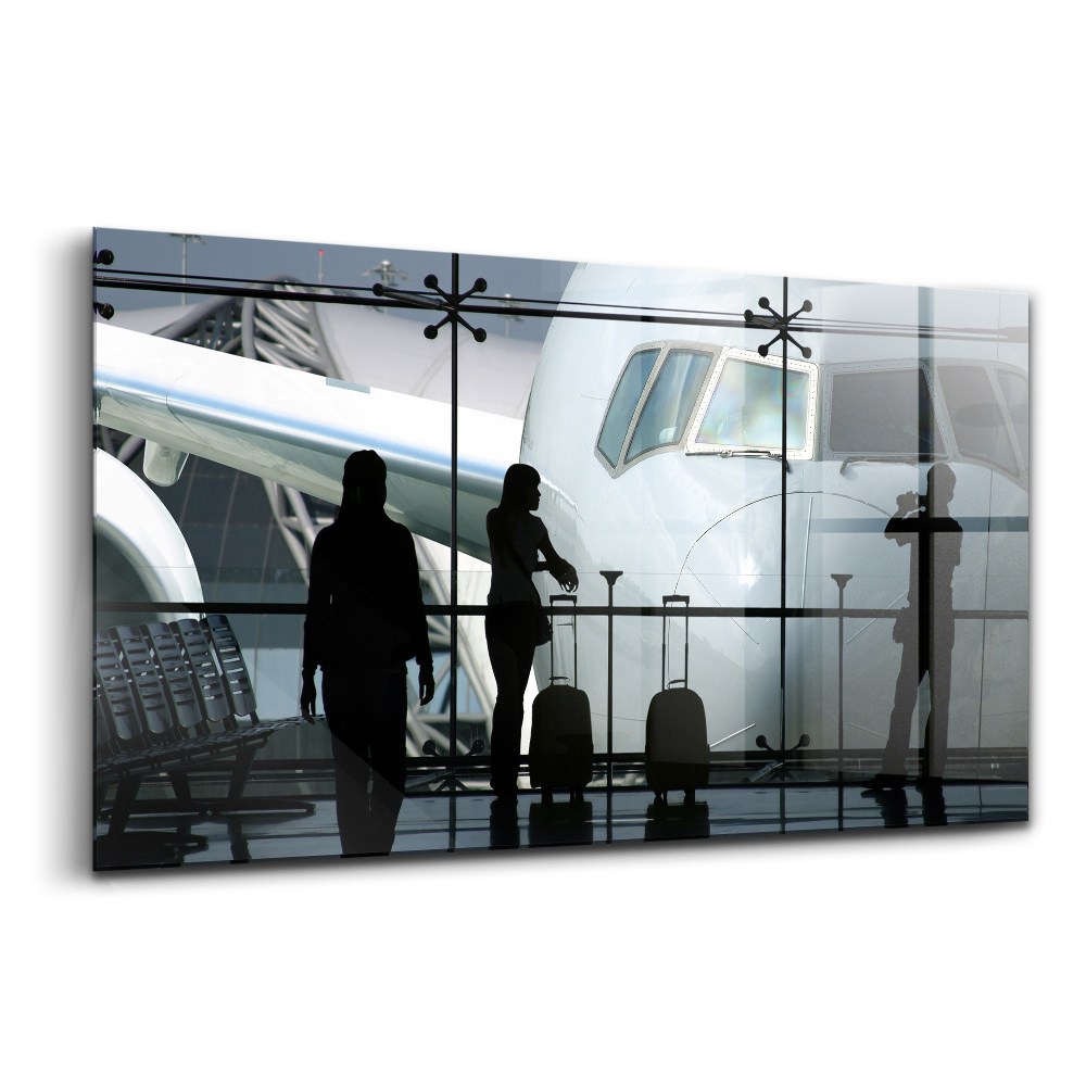 Tablou din sticlă Pasagerii care așteaptă un avion