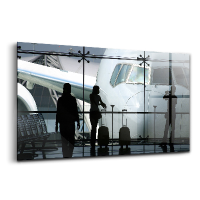 Tablou din sticlă Pasagerii care așteaptă un avion