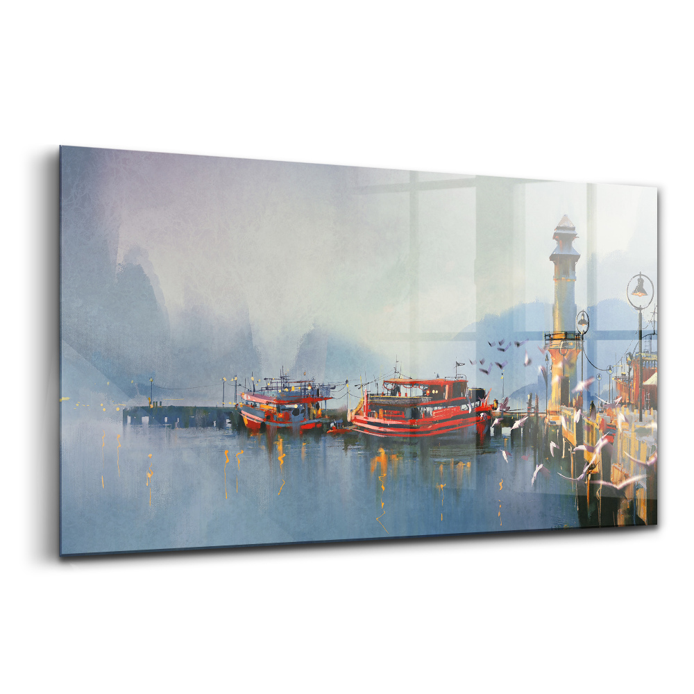 Tablou din sticlă Barcă de pescuit în port