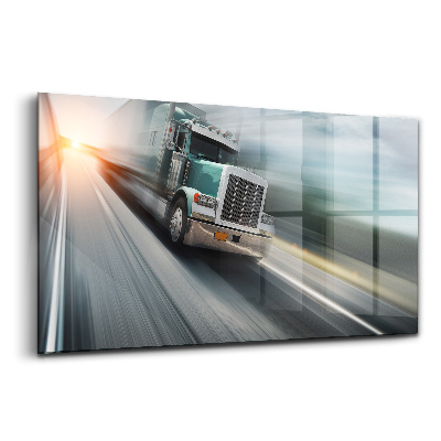 Tablou pe sticlă Camion pe autostradă