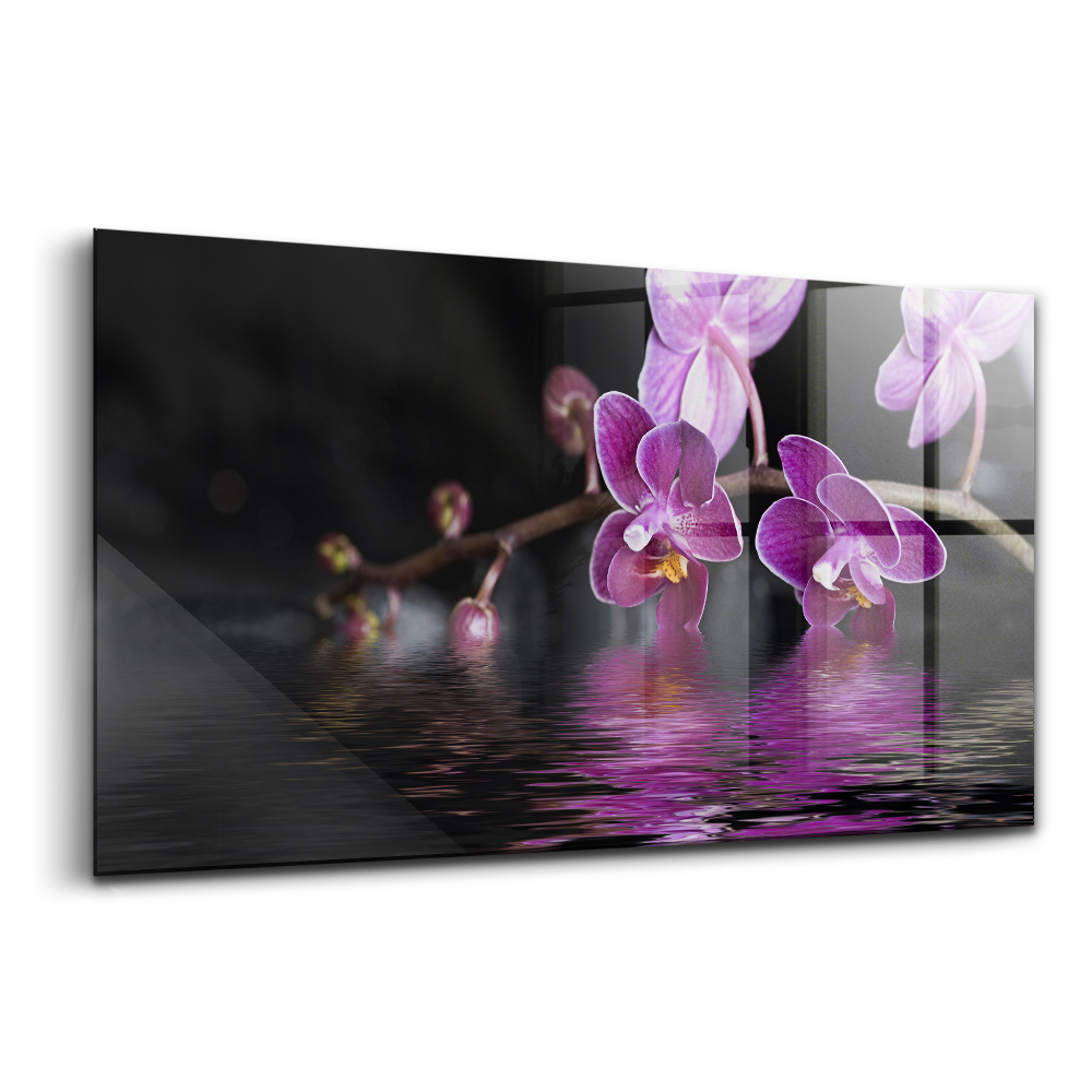 Tablou sticlă Orhidee roz pe apă