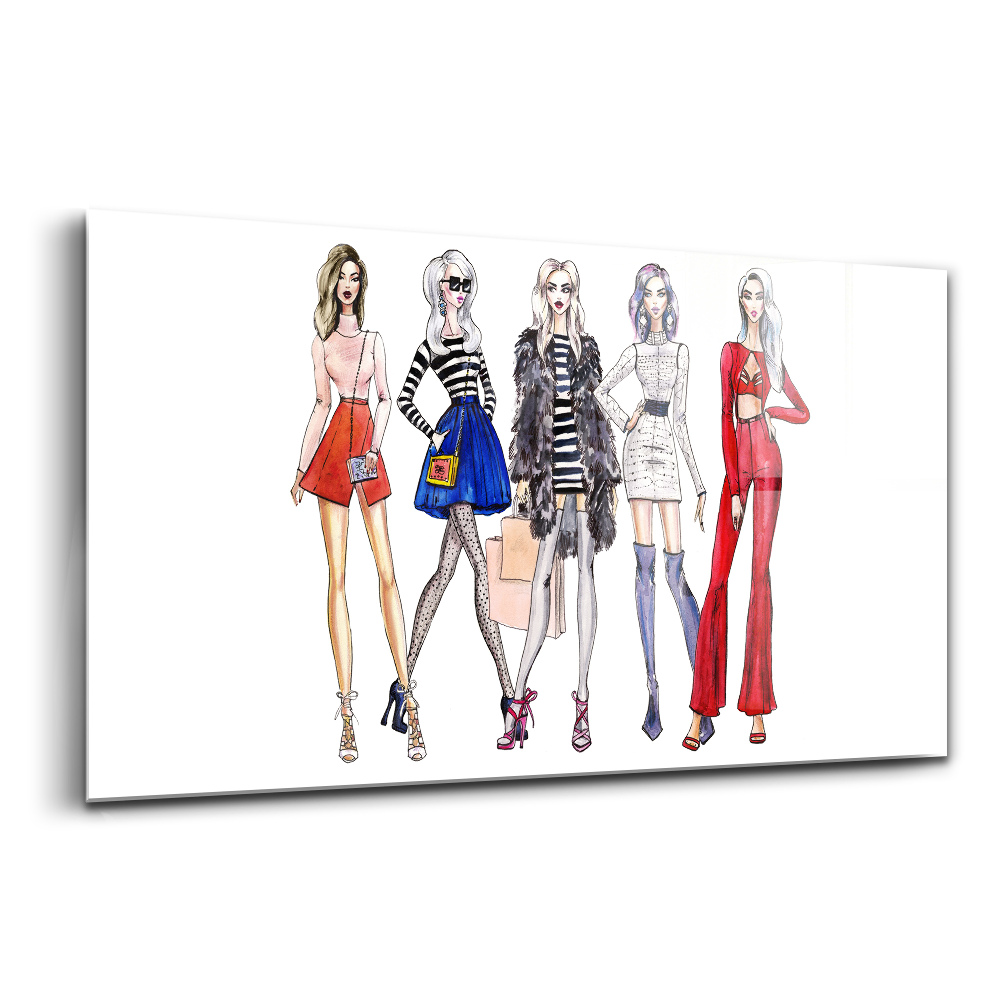 Tablou pe sticlă Fete la modă