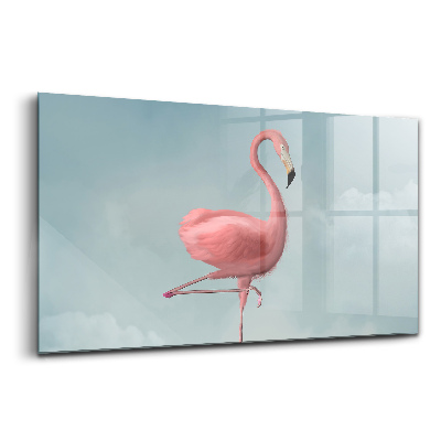Tablou de sticlă Suprarealist cu un flamingo
