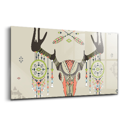 Tablou sticlă Captoare de vise cu craniu de cerb