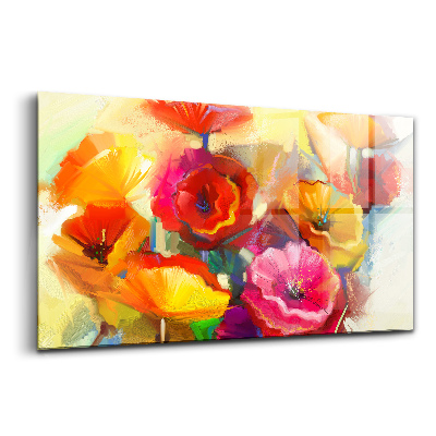 Tablou sticlă Maci colorați