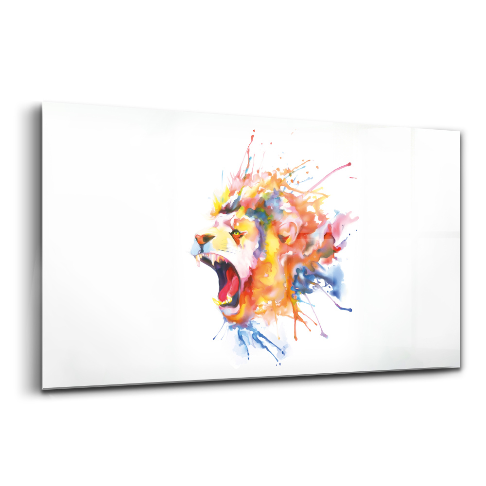 Tablou de sticlă Acuarelă de leu