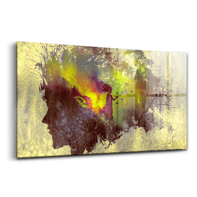 Tablou din sticlă Femeie în pădure