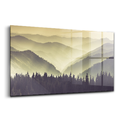 Tablou de sticlă Pante muntoase încețoșate