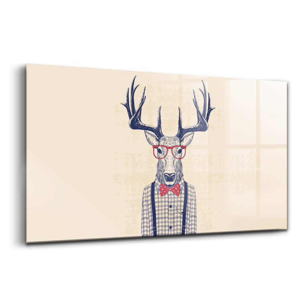 Tablou din sticlă Cerb într-o cămașă și o fundă de jazz