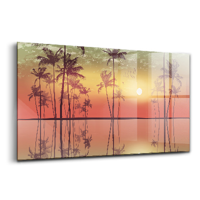 Tablou de sticlă Palmieri tropicali la apus