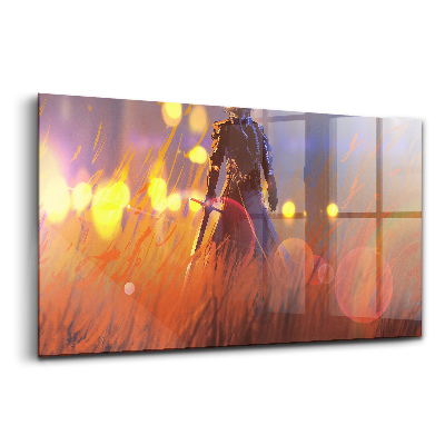 Tablou de sticlă Cavaler în picioare cu sabia
