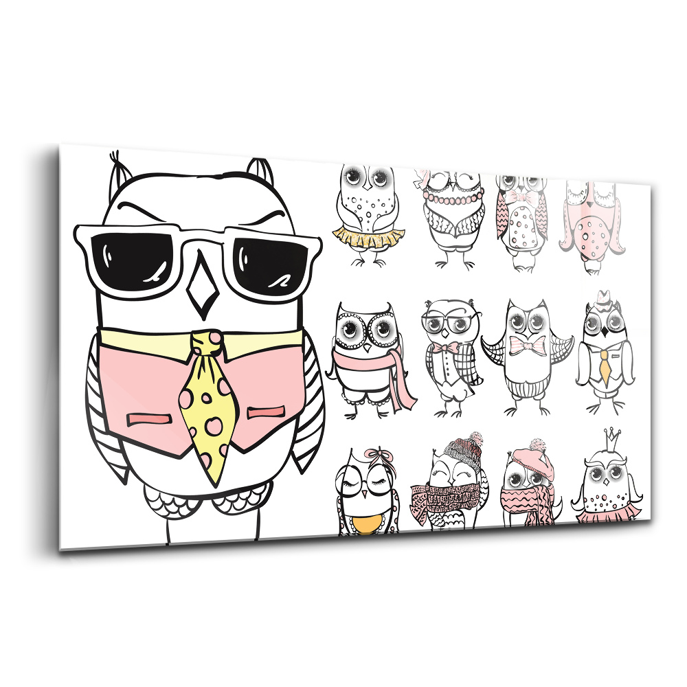 Tablou din sticlă Poster bufniță vintage