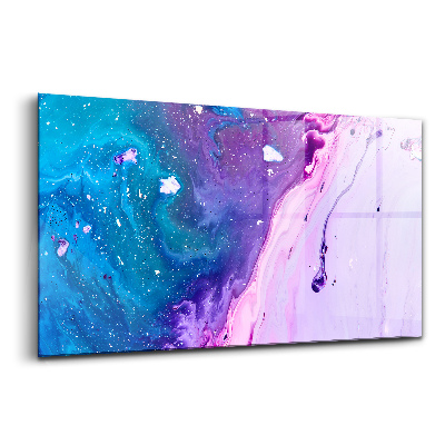 Tablou sticlă Fundal de vopsea albastră și violet