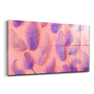 Tablou pe sticlă Pene colorate